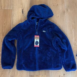 Eddie Bauer Kids Blue Sherpa Fleece Zipper Jacket Hoodie, NWT, size Medium 10/12